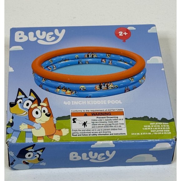 Bluey Inflatable Kiddie Pool 40" 3 Ring Summer Outdoor Water Play Toy - Picture 3 of 4